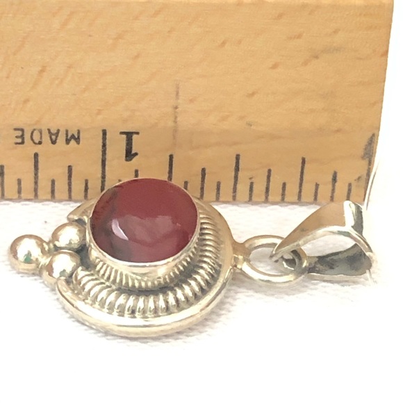 Red Sterling Silver Earring Pendant Set Stamped Mexico 925 - Picture 6 of 7